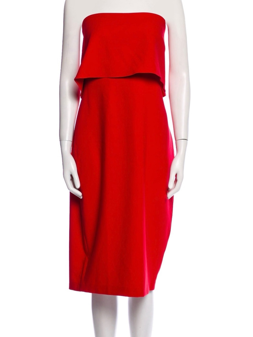 Likely Red Strapless Layered Midi Dress